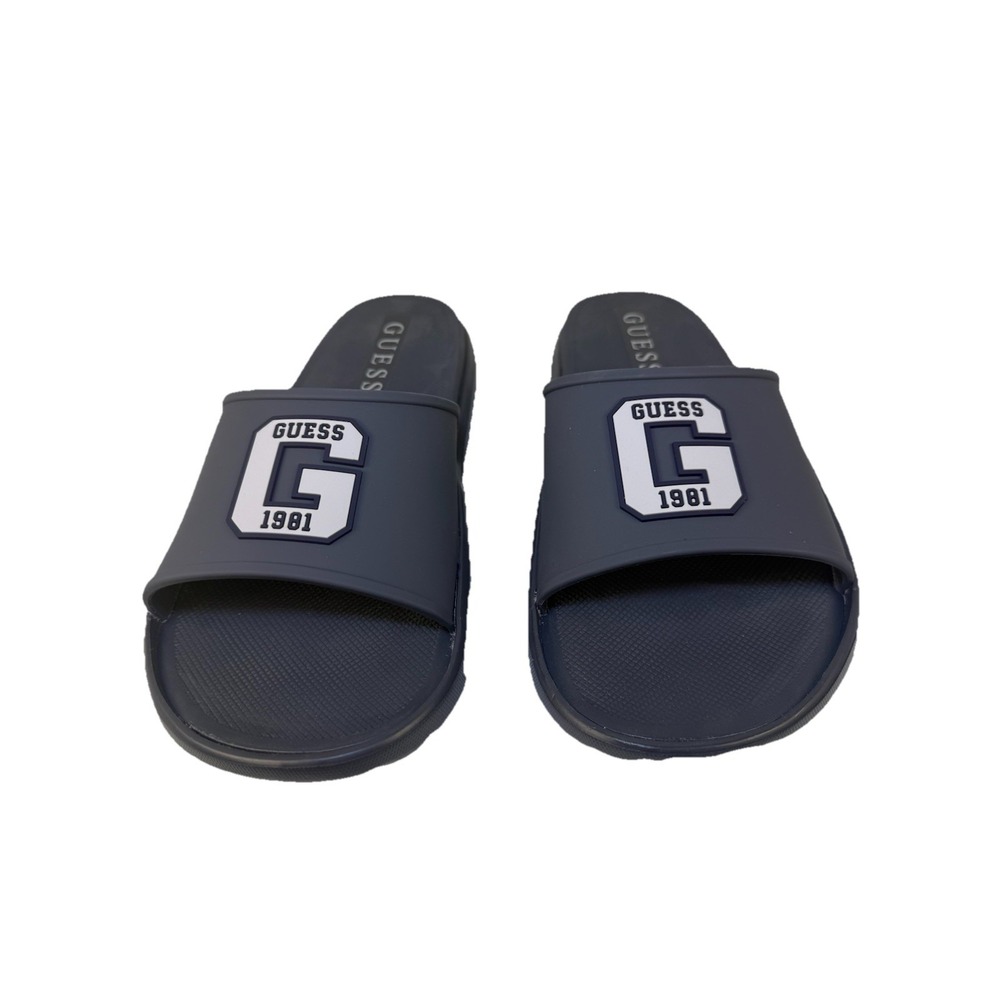 GUESS Metzger Slides Men's‎ 13M Blue Logo Sandals NIB Comfortable Casual